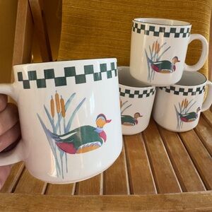 Vintage Malard Duck Stoneware Mugs Set of Four